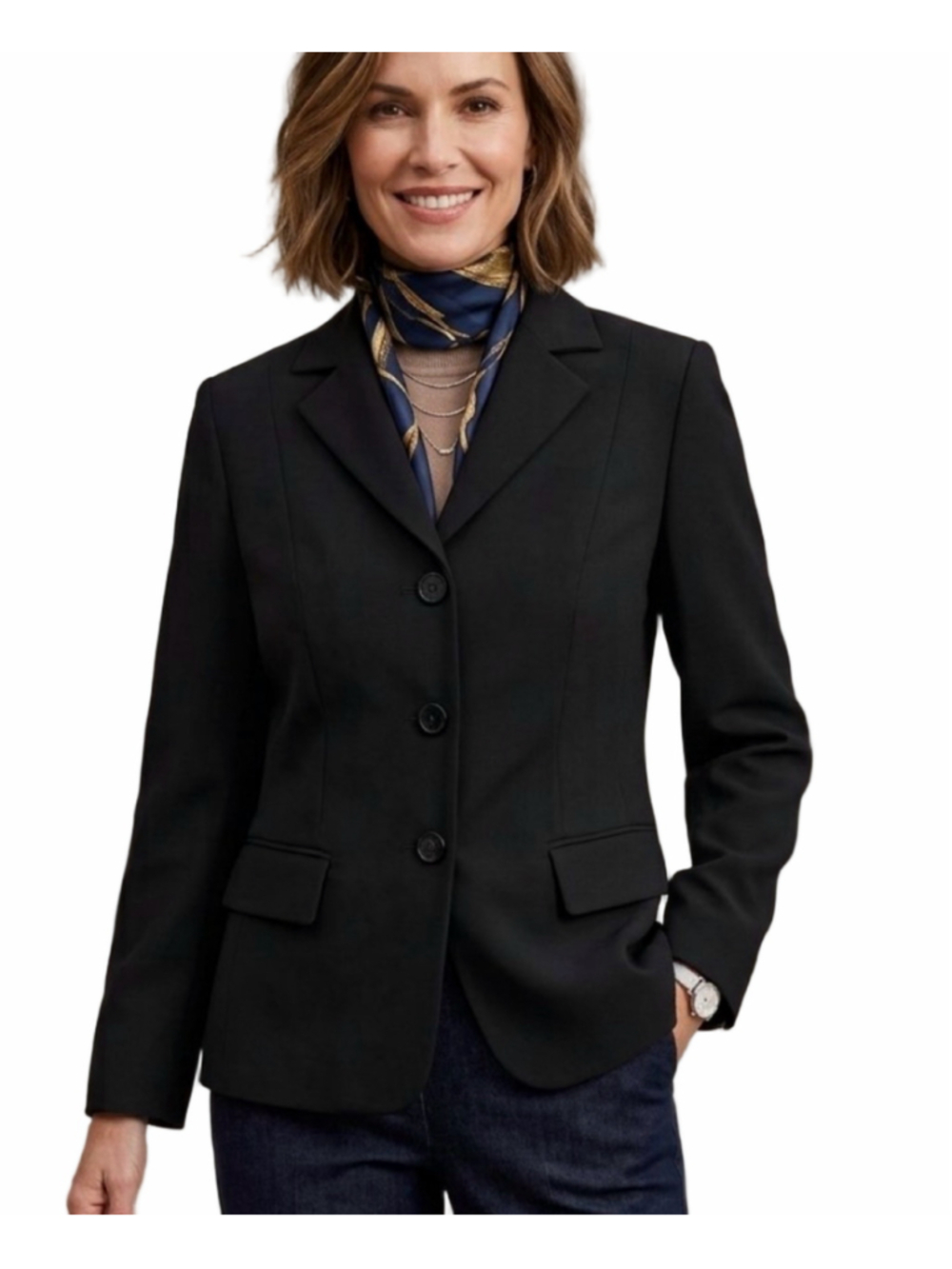 Jones New York Ladies Black Single-Breasted Notch Lapel Blazer business SZ 10